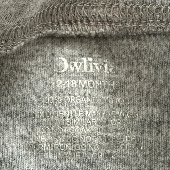 Owlivia Baby Size 12-18 months Gray Organic Cotton Zip Up One Piece Sleeper Grey - Picture 3 of 3